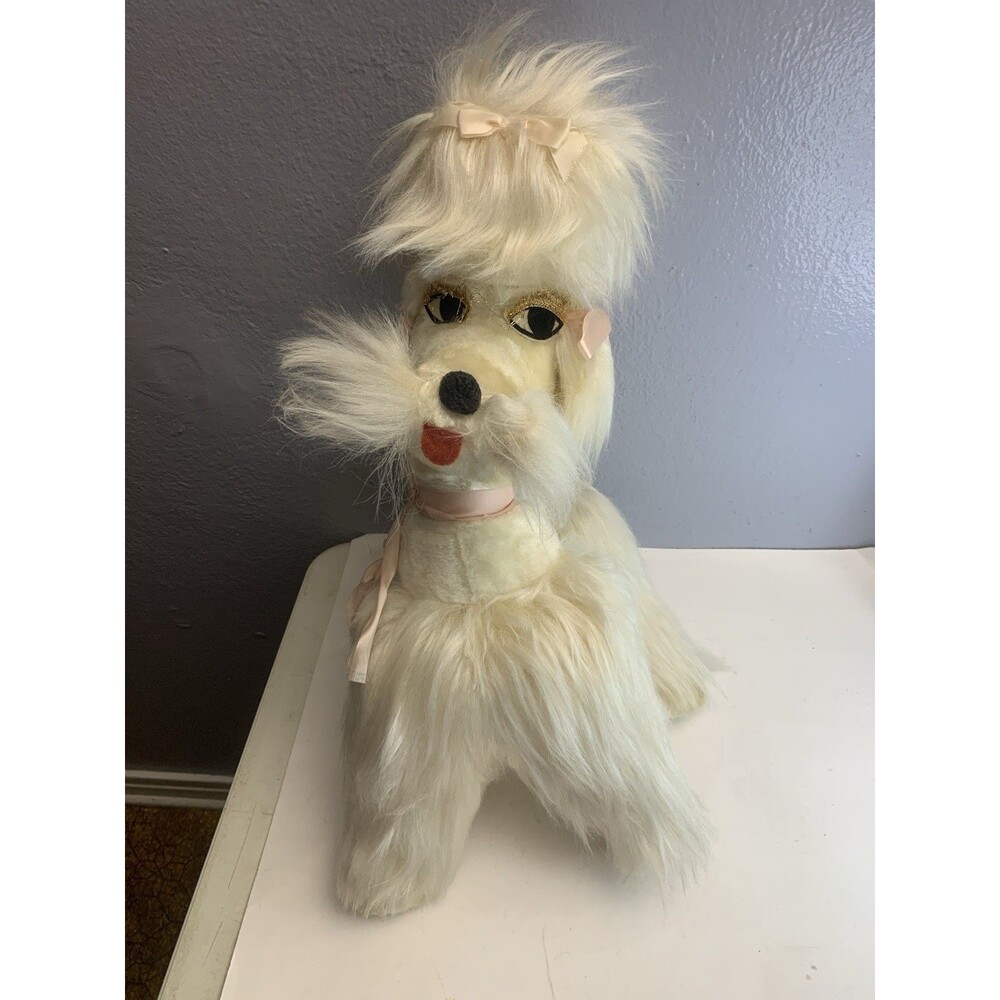 1960’s Columbia Toy Products Provocative Eyes Poodle Plush Dog Large Vintage